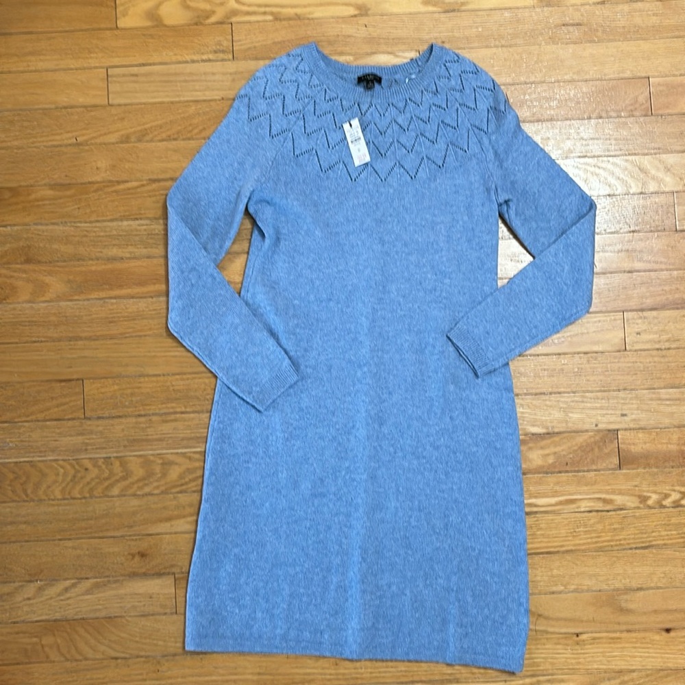 NWT Light blue sweater dress. Long sleeves.